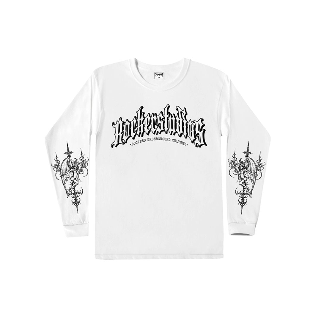 Remera M/L Rockerstudios "Letters 1" Blanca