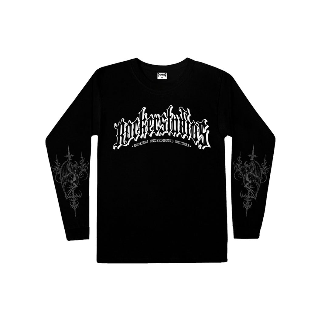 Remera M/L Rockerstudios "Letters 2" Negro